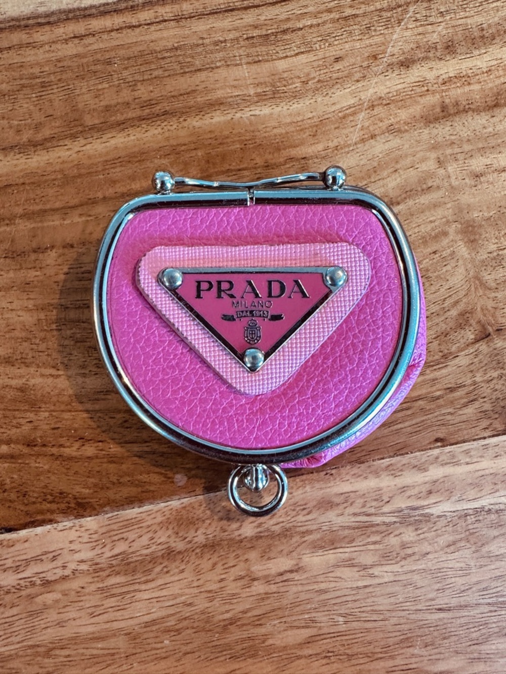 Prada Hot Pink Triangle Logo Coin Pouch